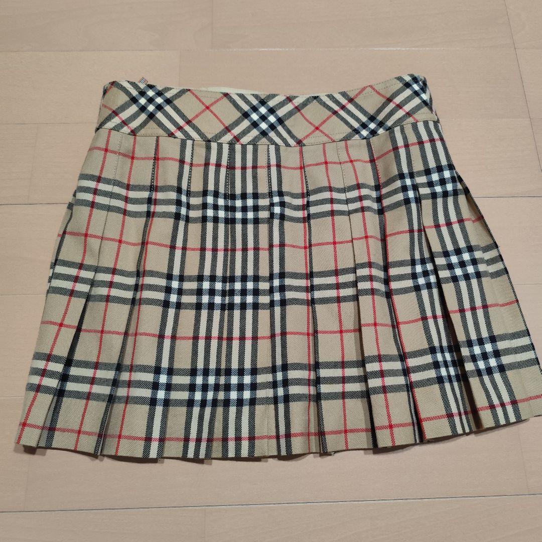 バーバリー ロンドン ノバチェック ベルト バックプリーツミニスカート 36