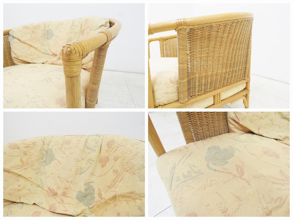 カサブランカ リトモ シングルソファ 11万 ラタン ファブリック 1人掛け