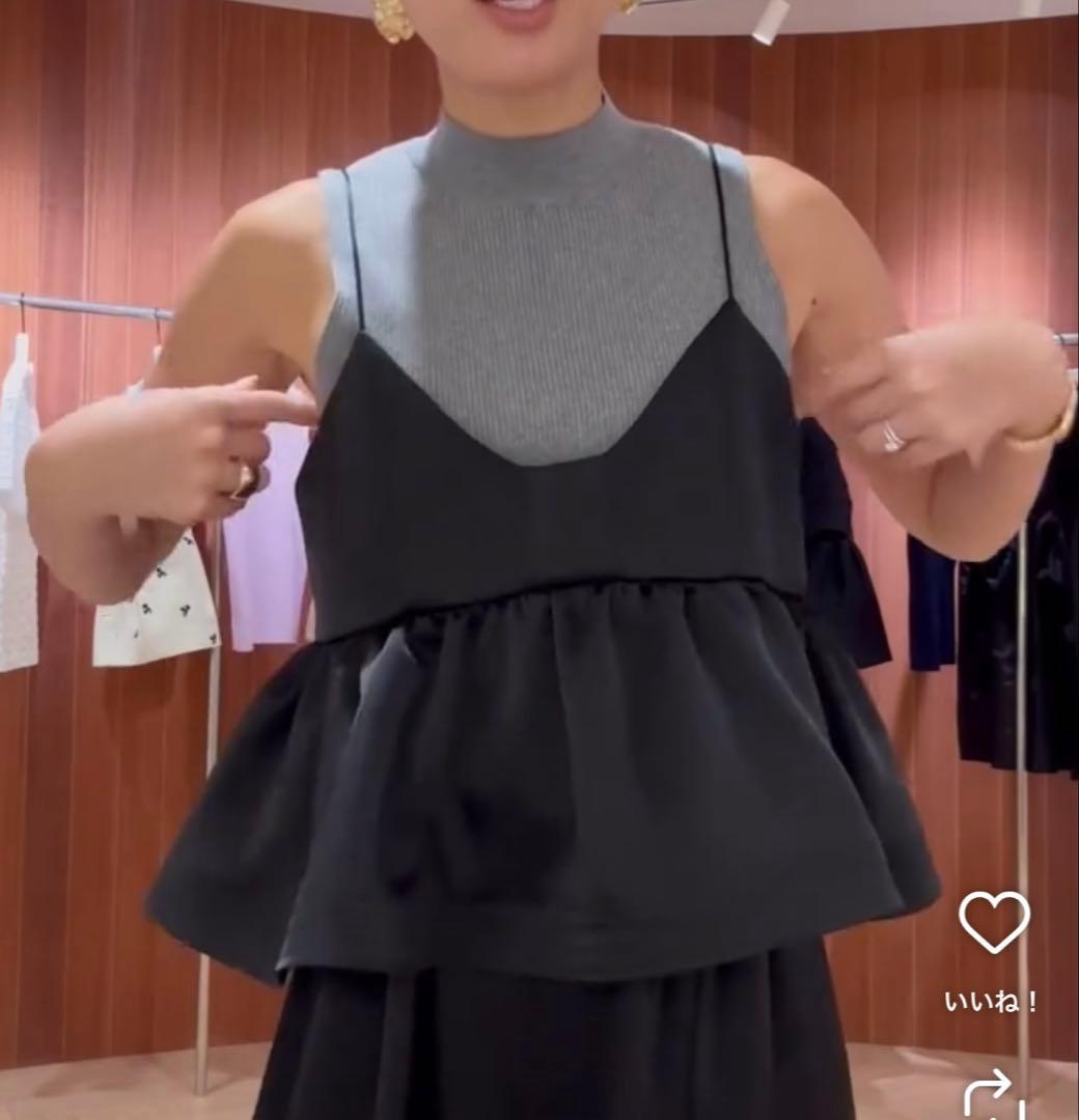 machatt サテンフレアキャミソール ブラック 36