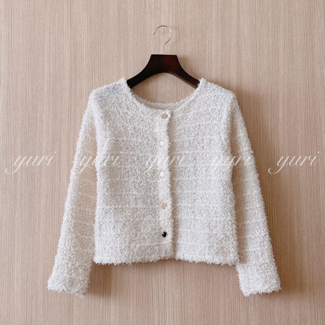 【1324】アナイ　フロッシュツイード2WAY カーディガン　アイボリー　36