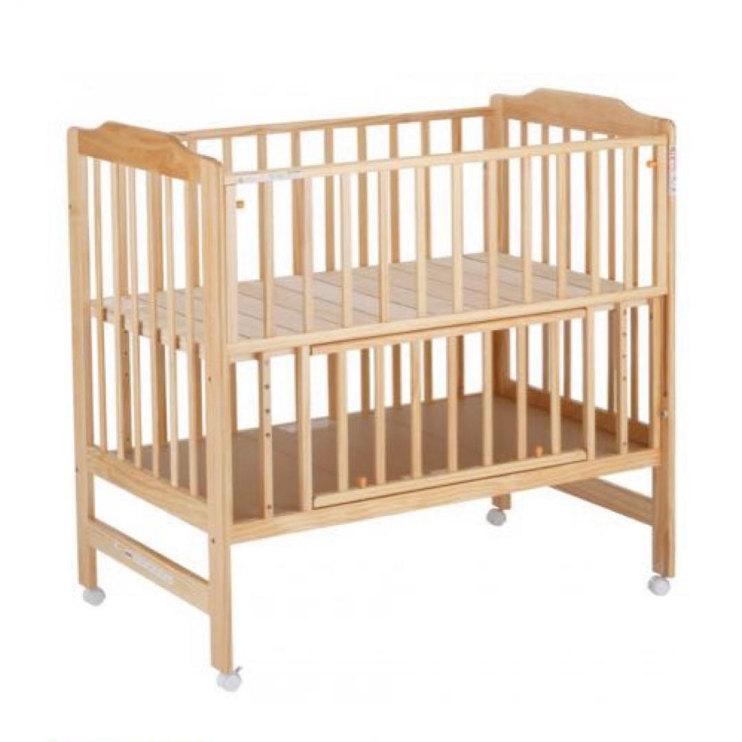 カトージ ハイシートベビーベッド02399 ナチュラル キャスター付き　清潔