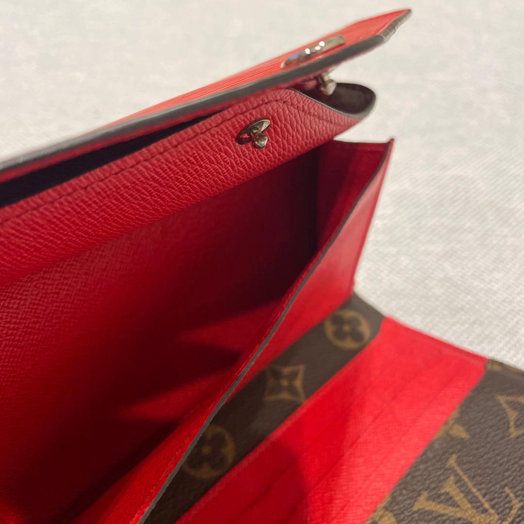 超美品Louis Vuitton 長財布 レッド20㌢×10㌢