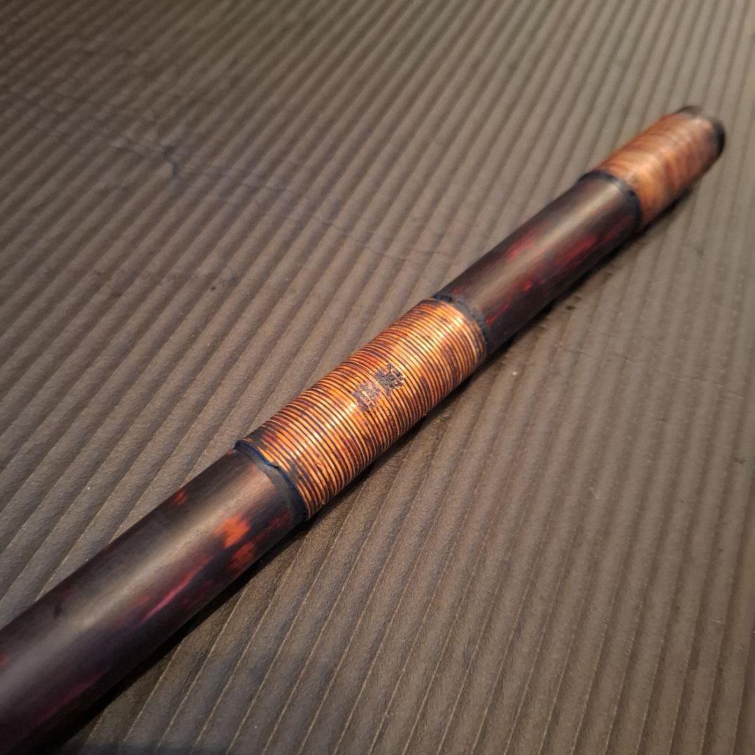 篠笛　古典調　7穴　五本調子　天地胴籐巻き　燻風仕上げ　超鐵仕様