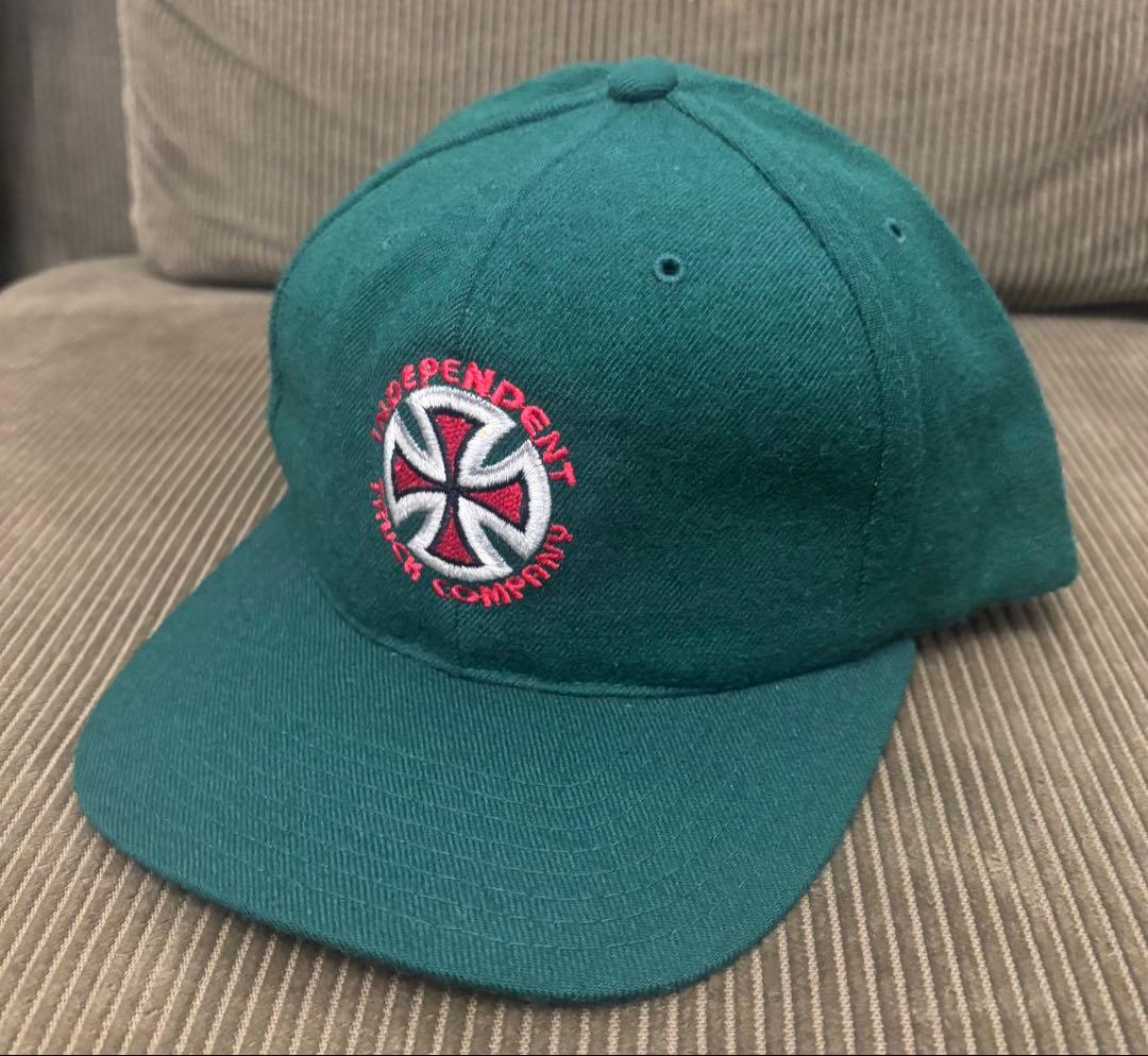 Independent グリーンキャップ ウール スナップバック