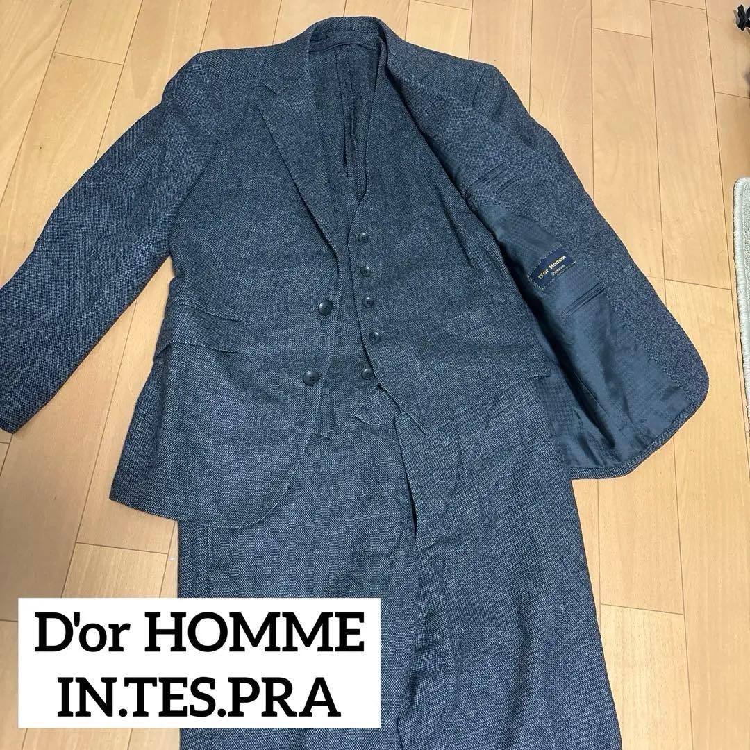 D'or HOMME ３ピーススーツ ツイード素材