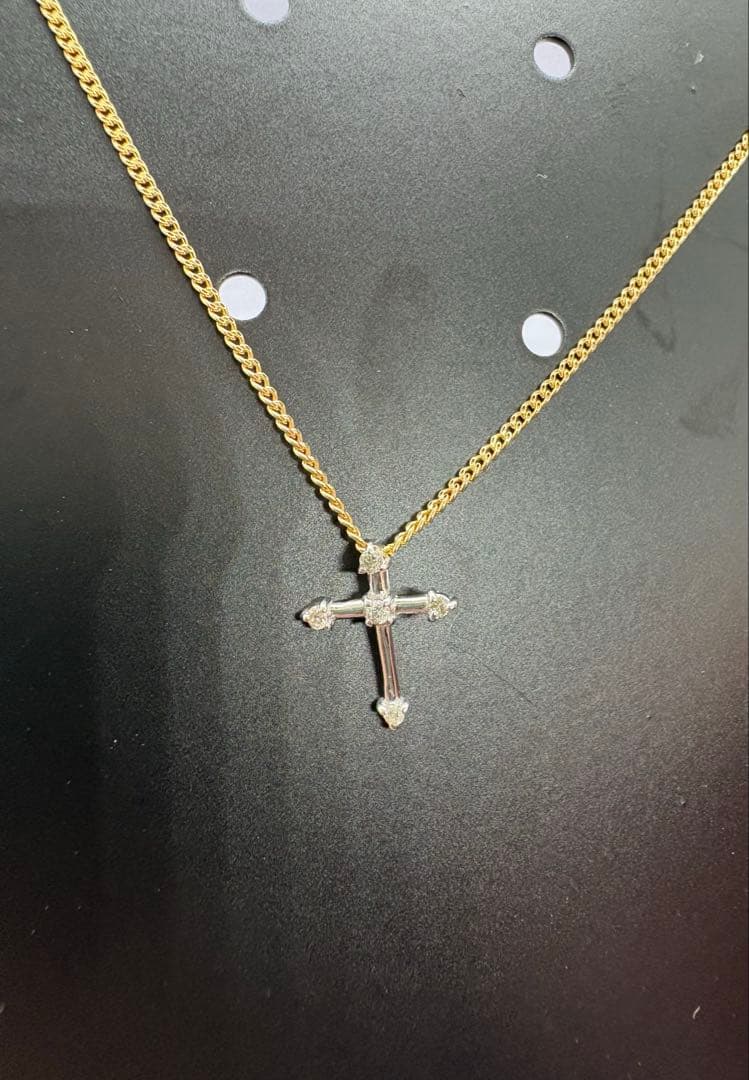 k18wg 0.05ct 刻印　クロス5pダイヤモンドトップ