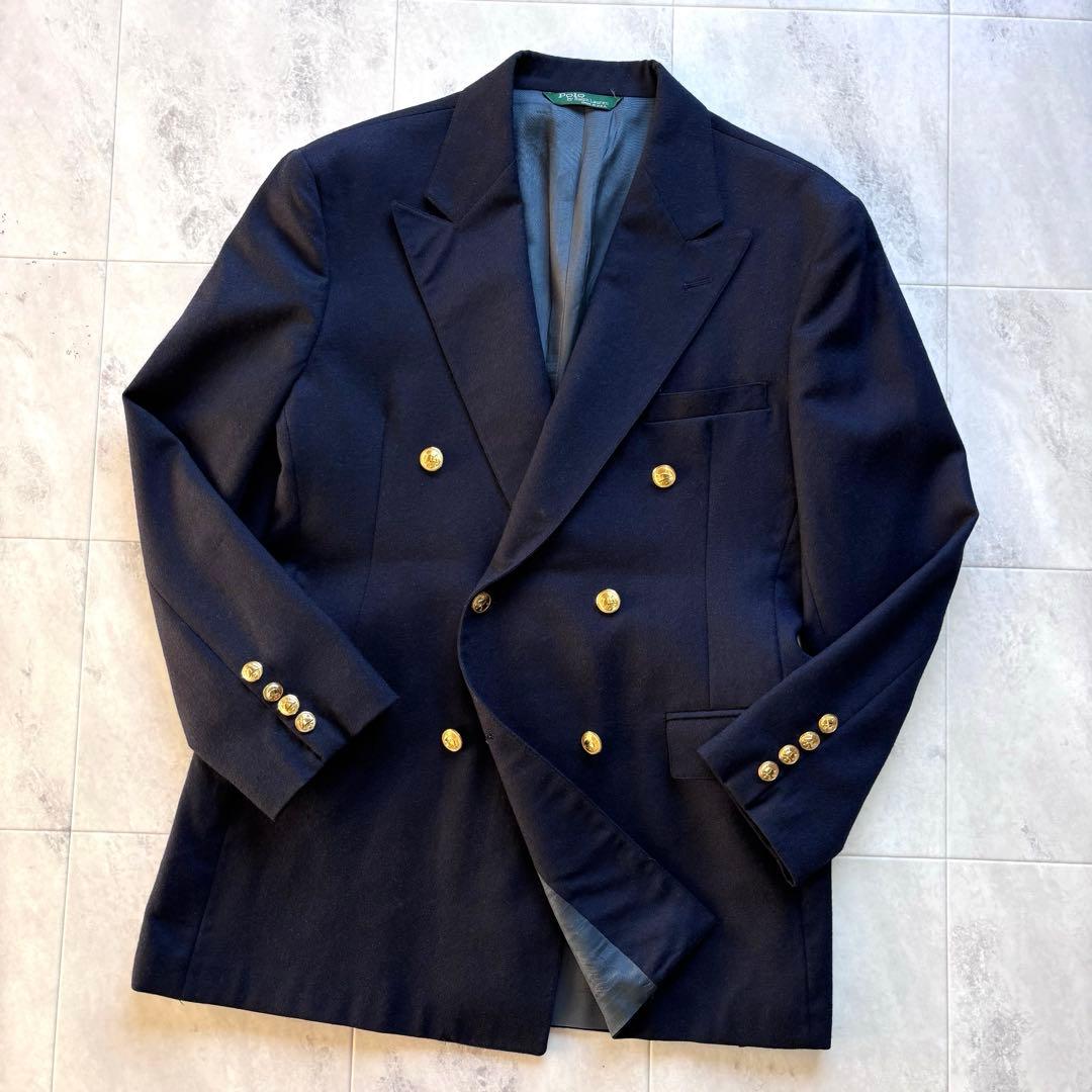 り*い様 【USA製】ポロバイラルフローレン 紺ブレ テーラードジャケット 金ボ