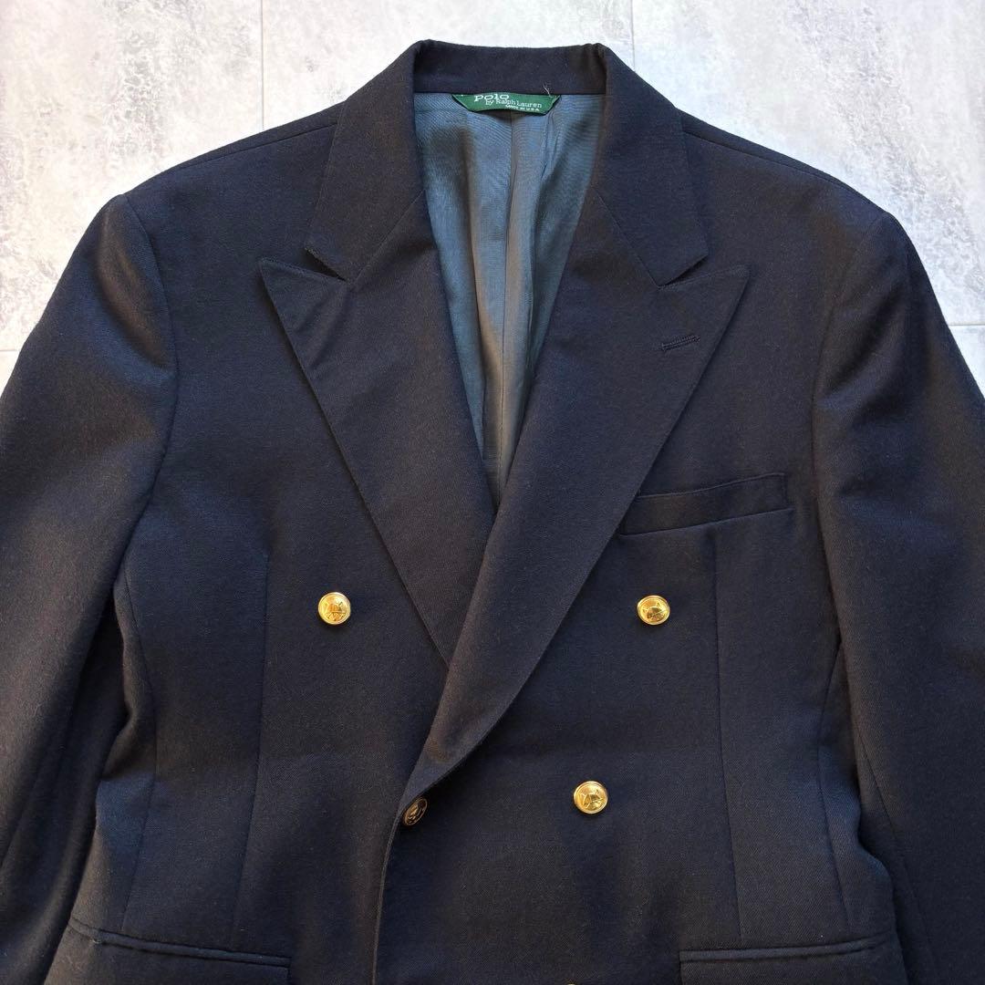 り*い様 【USA製】ポロバイラルフローレン 紺ブレ テーラードジャケット 金ボ