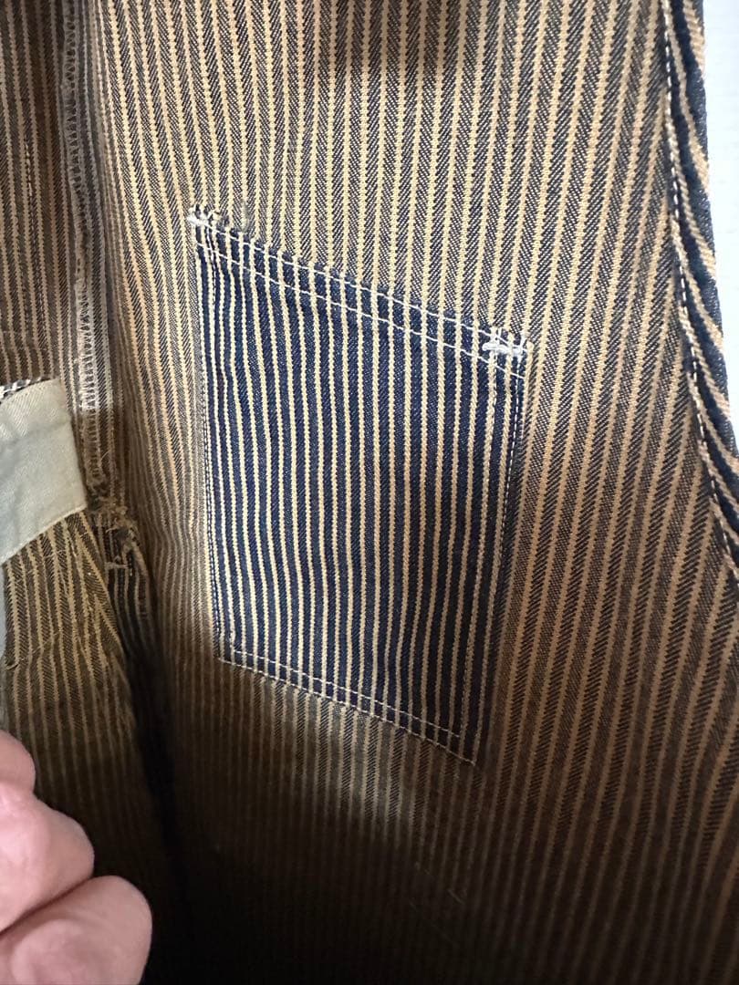 極美品　アットダーティー　ブラウン　ヒッコリー　オーバーオール　AT-DIRTY