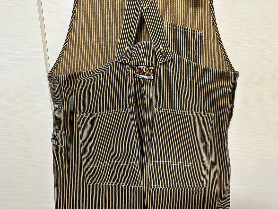 極美品　アットダーティー　ブラウン　ヒッコリー　オーバーオール　AT-DIRTY
