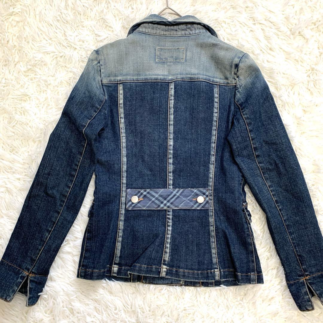 バーバリーブルーレーベル　デニムジャケット　デニムブルゾン　ウォッシュ加工　M