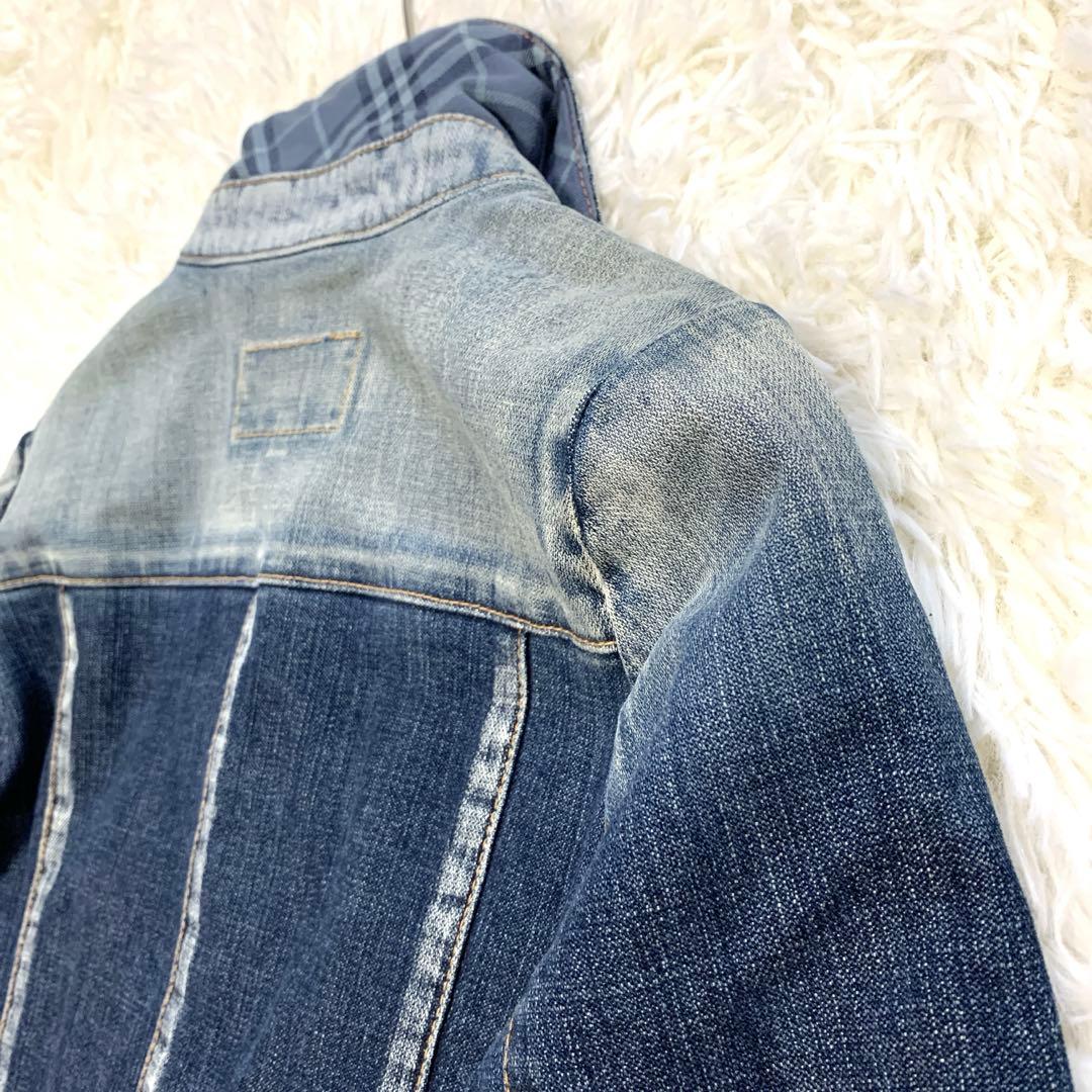 バーバリーブルーレーベル　デニムジャケット　デニムブルゾン　ウォッシュ加工　M