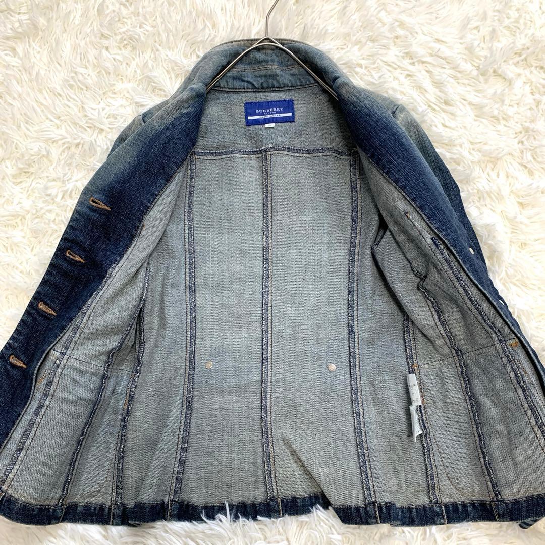 バーバリーブルーレーベル　デニムジャケット　デニムブルゾン　ウォッシュ加工　M