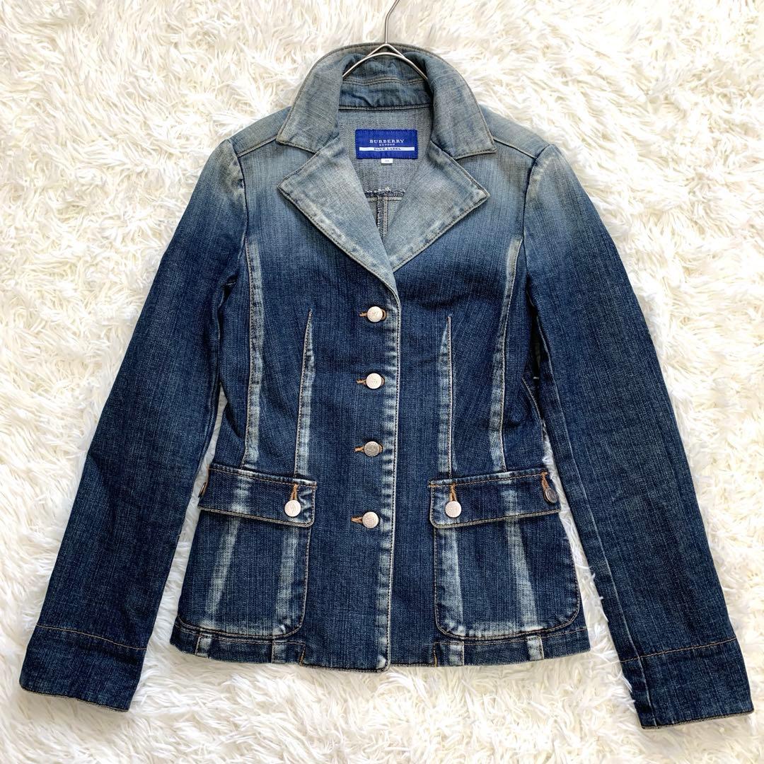 バーバリーブルーレーベル　デニムジャケット　デニムブルゾン　ウォッシュ加工　M