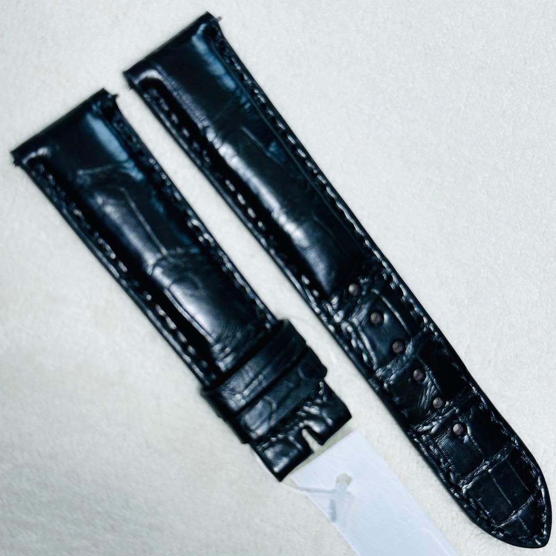 3036#20mm-18mmブラック★本物クロコダイルレザーベルト★スイス製