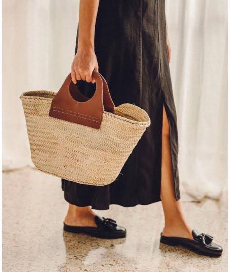 【美品】 HEREU CABAS ストローバッグ カゴバック レザー