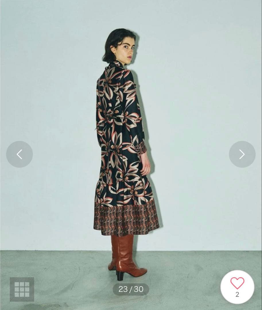 グレースコンチネンタル　レトロフラワープリントワンピース （ブラック）36