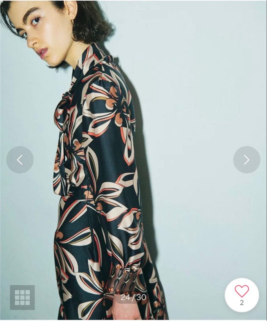 グレースコンチネンタル　レトロフラワープリントワンピース （ブラック）36