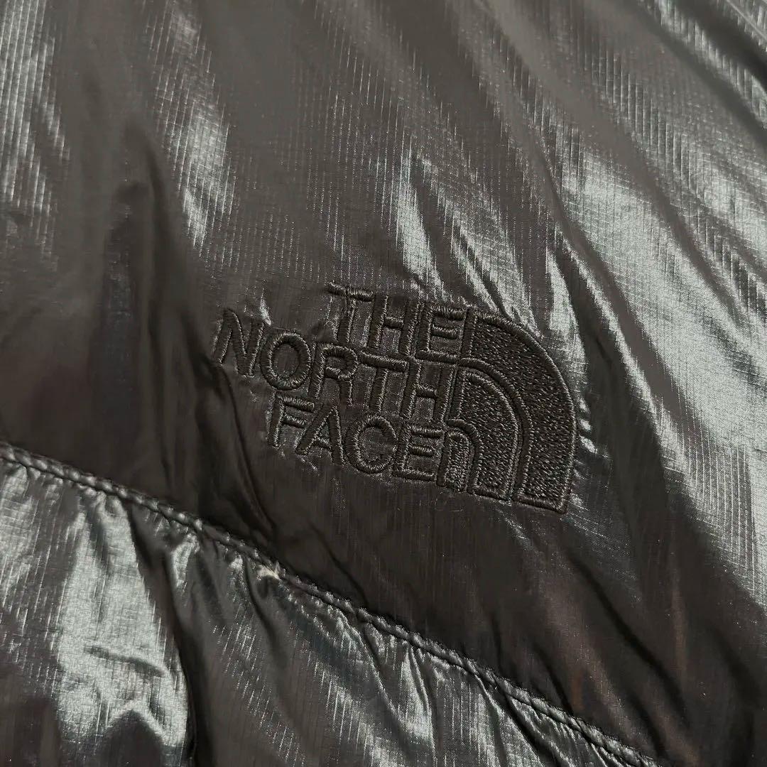 ノースフェイス ダウンジャケット ロゴ黒 XL