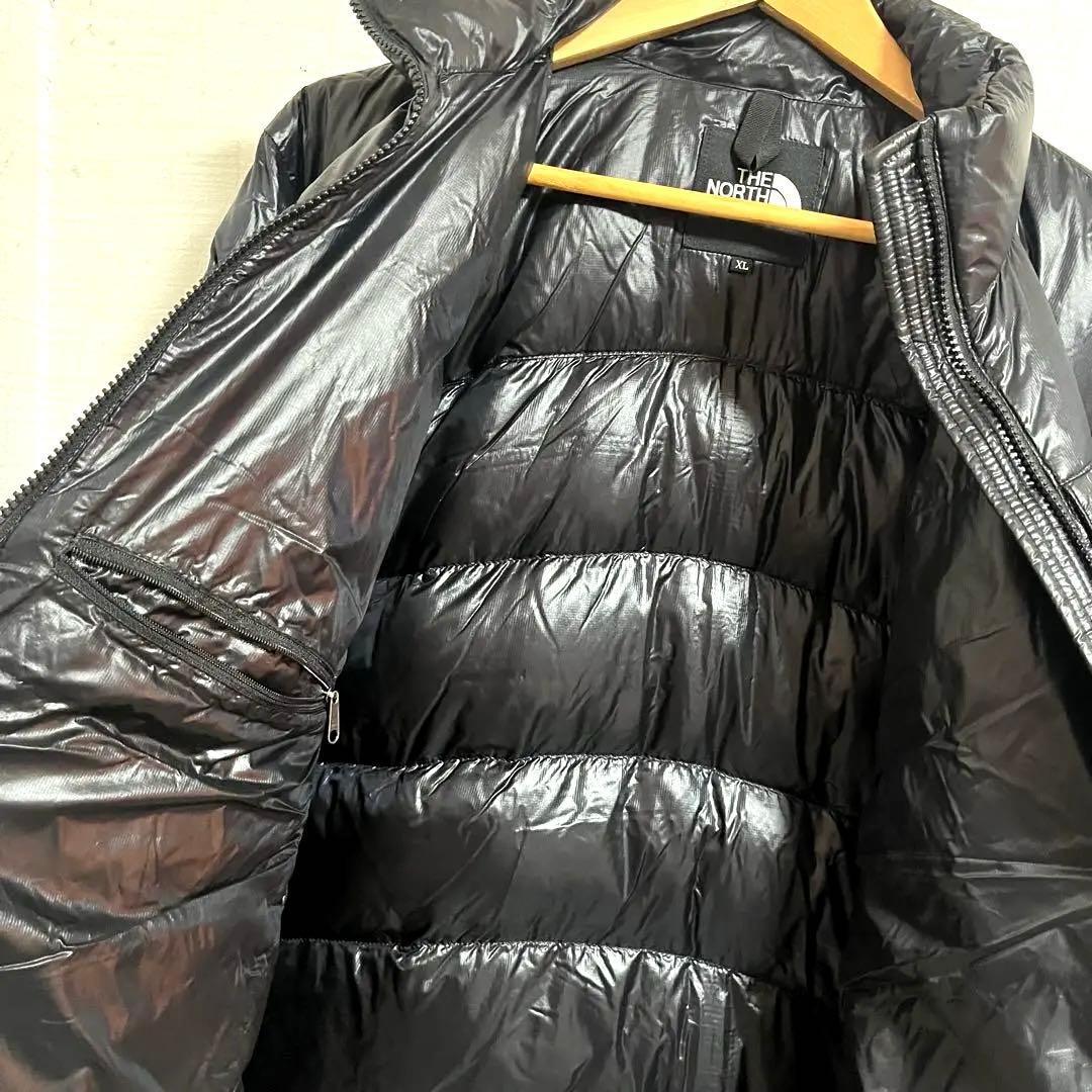 ノースフェイス ダウンジャケット ロゴ黒 XL