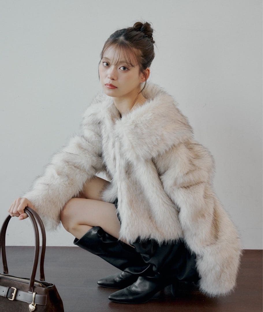 Chico ファーショートコート アイボリー