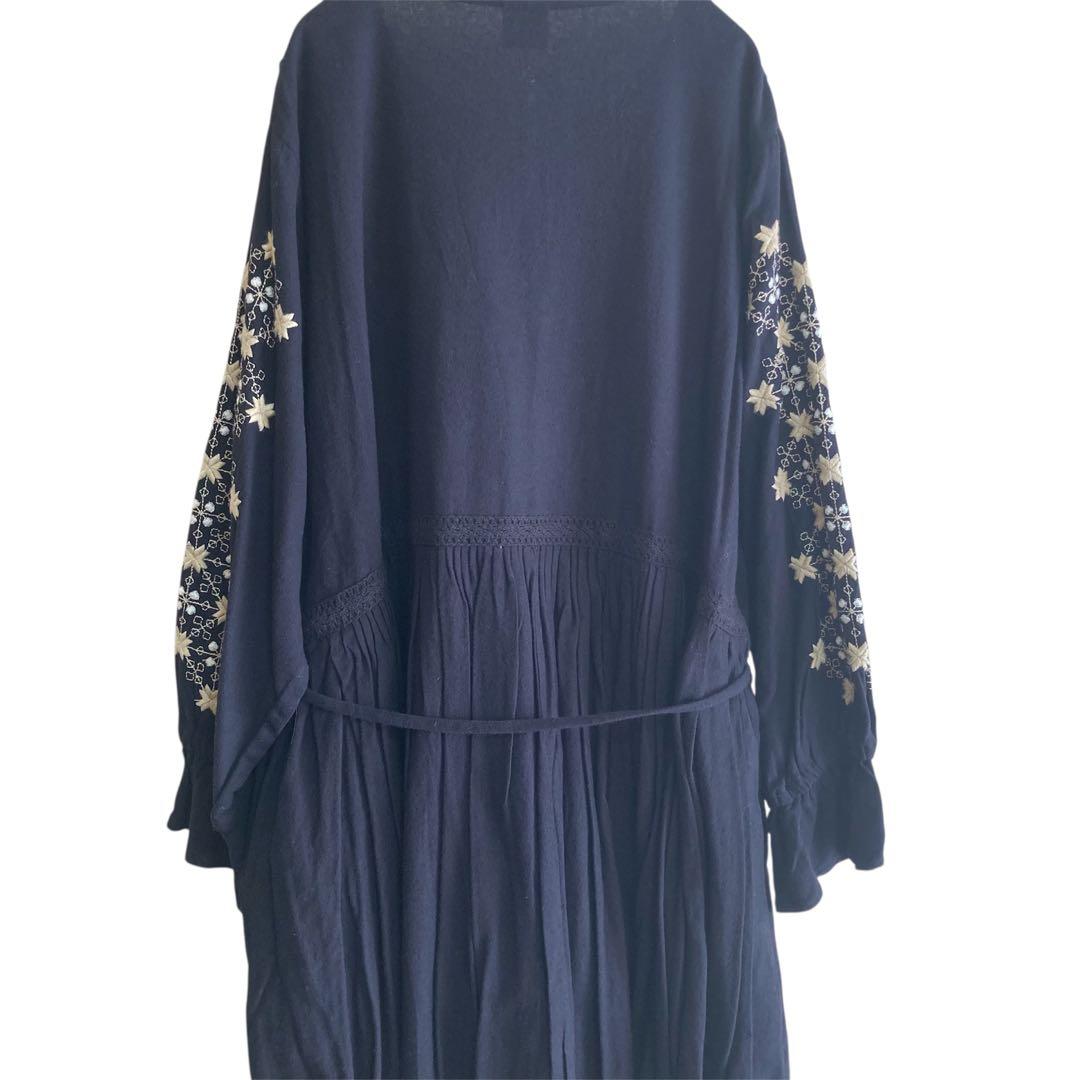 新品タグ付き✨ツハルバイサマンサモスモス 刺繍タックワンピース インド綿 長袖