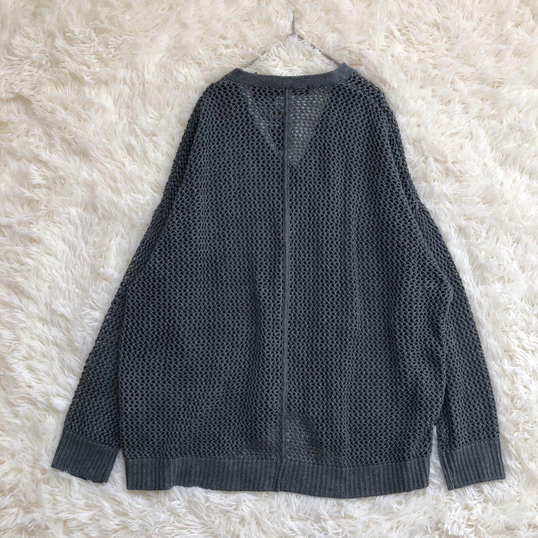 新品タグ付き★mizuiro ind メッシュVネックカーディガン　グレー