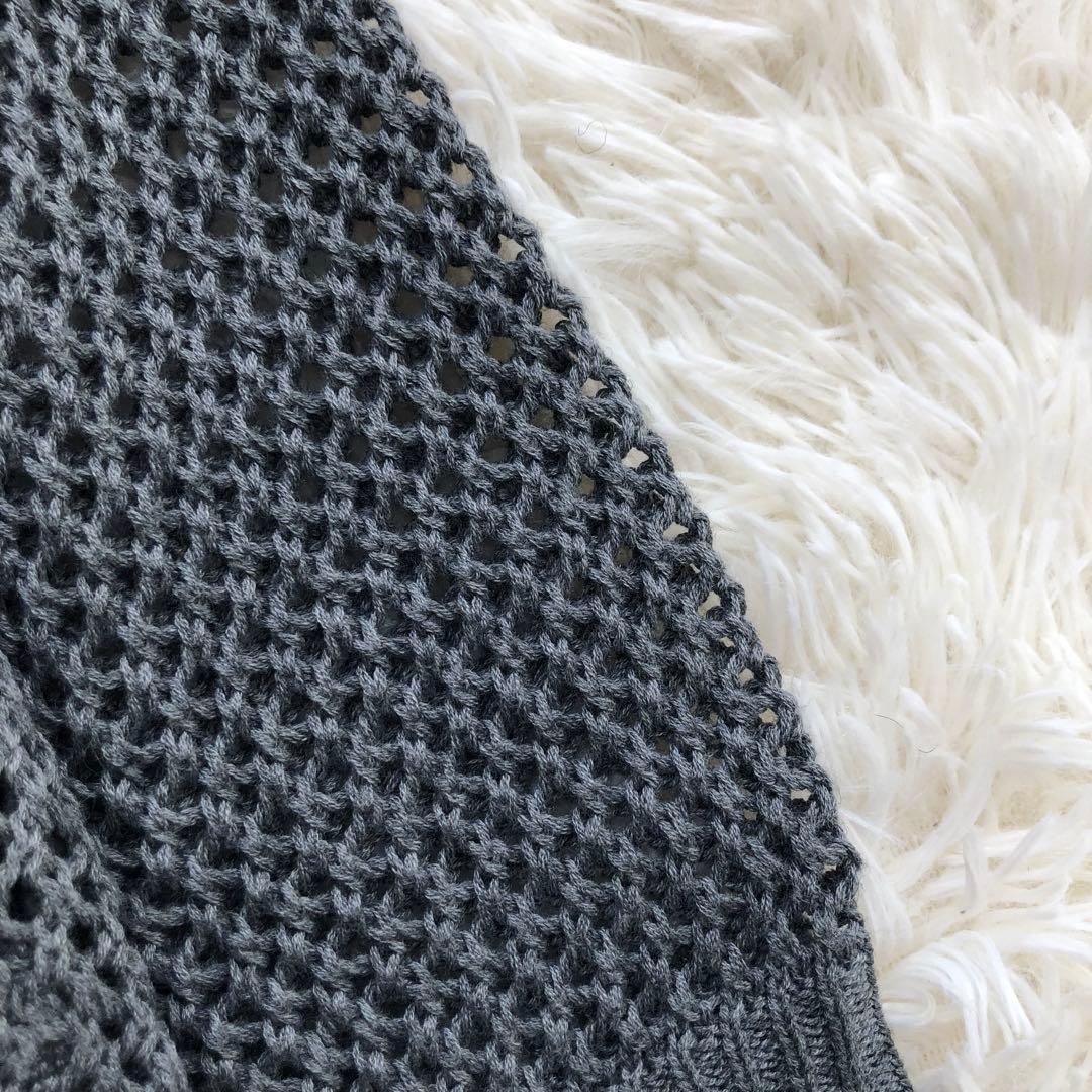 新品タグ付き★mizuiro ind メッシュVネックカーディガン　グレー