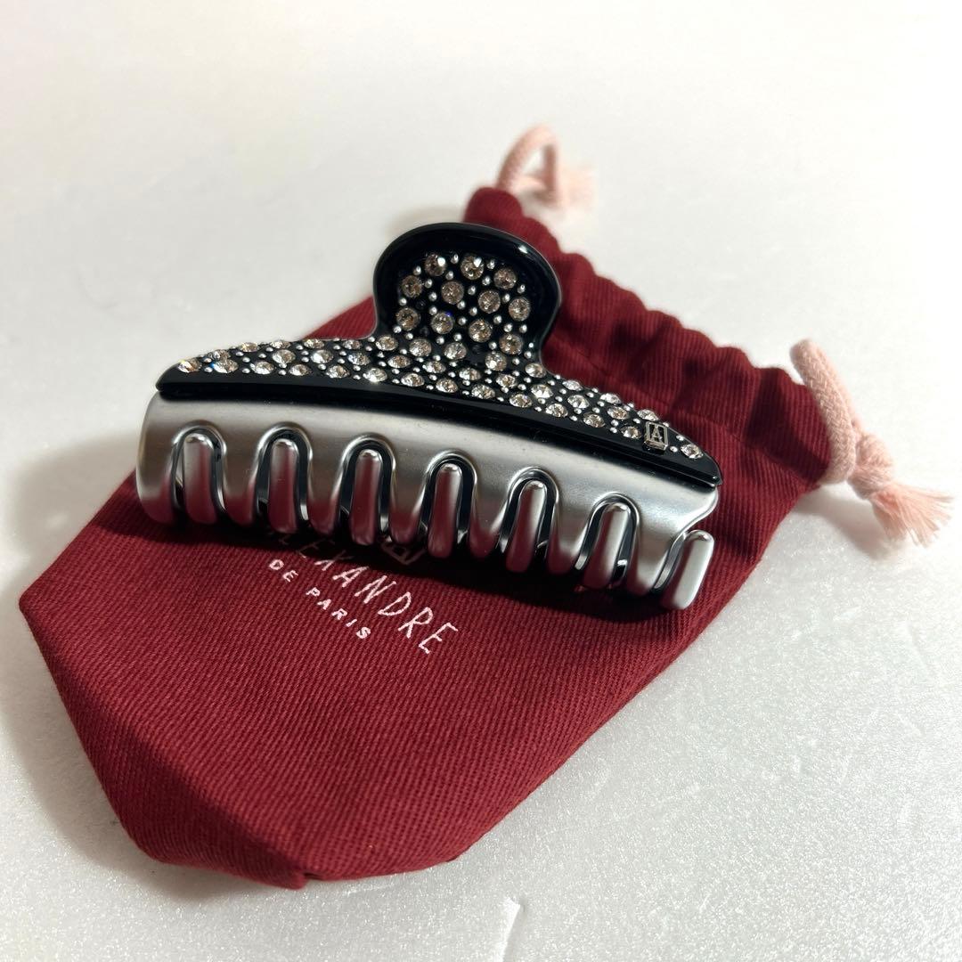 美品 アレクサンドルドゥパリ ヘアクリップ M スワロフスキー シルバー