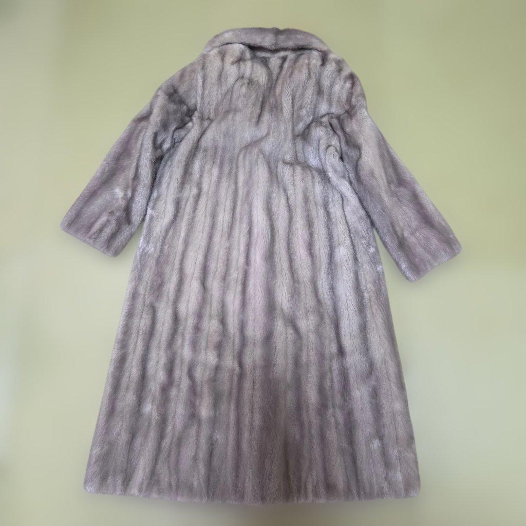 サファイアミンク ロングコート グレージュ 着丈110cm マキシ丈 11号