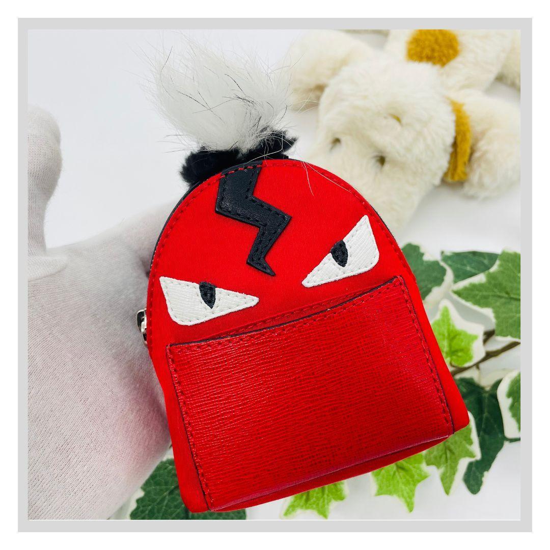 FENDI フェンディ モンスター　バグズ　リュック チャーム レッド レザー