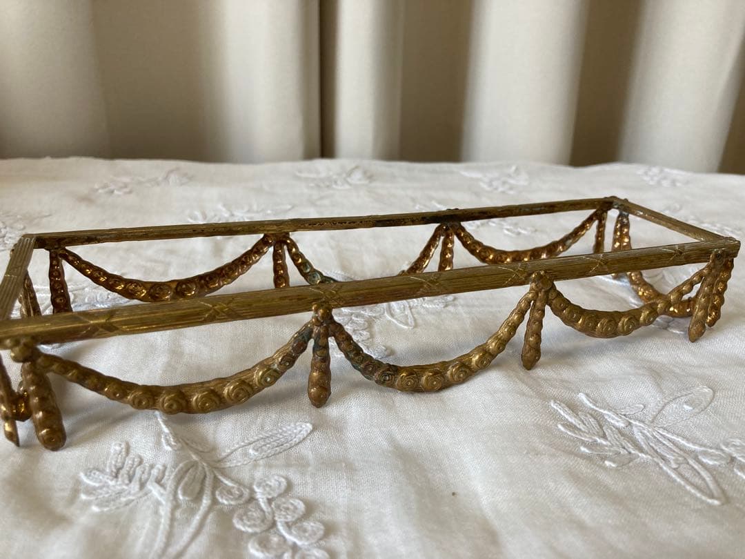 フランス アンティーク 薔薇のガーランド 小箱 陶器 ボックス 小箱19世紀