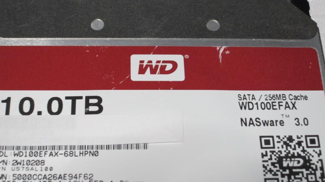 WD Red WD100EFAX 3.5インチ 10TB SATA ジャンク