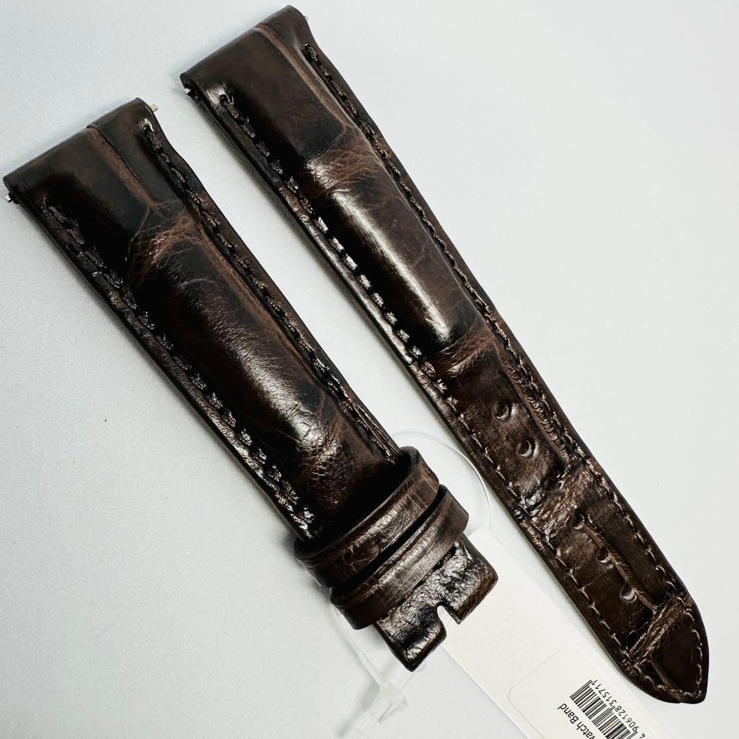 1068#18mm-16mmダークブラウン★本物クロコダイルベルト★スイス製