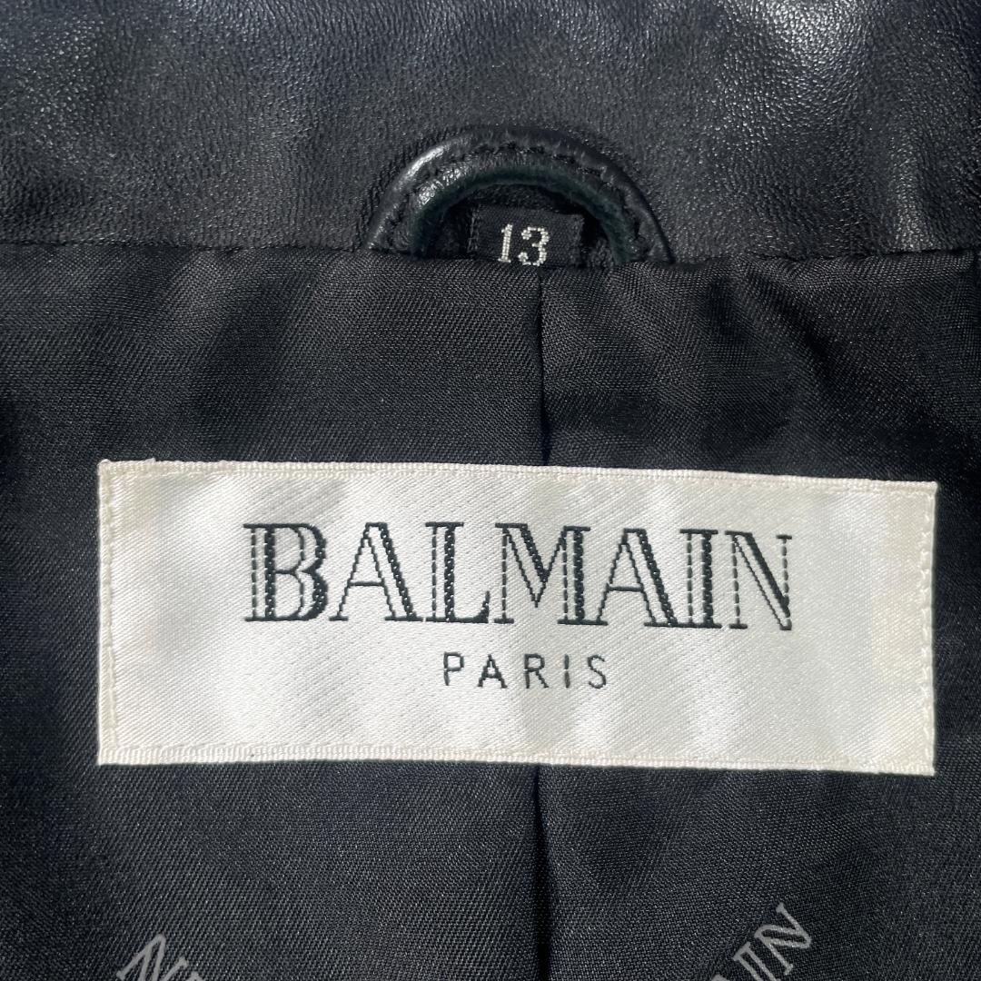 ✨未使用級✨ BALMAIN 羊革 レザージャケット 13号 上品 高級感 黒