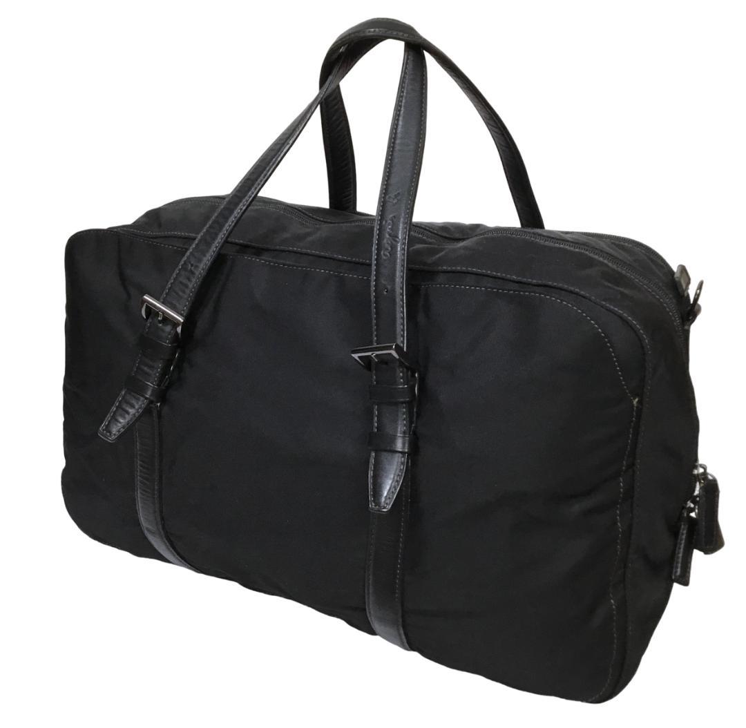 agnes b. アニエスベー ボストンバッグ 旅行鞄 ナイロン×レザー 黒