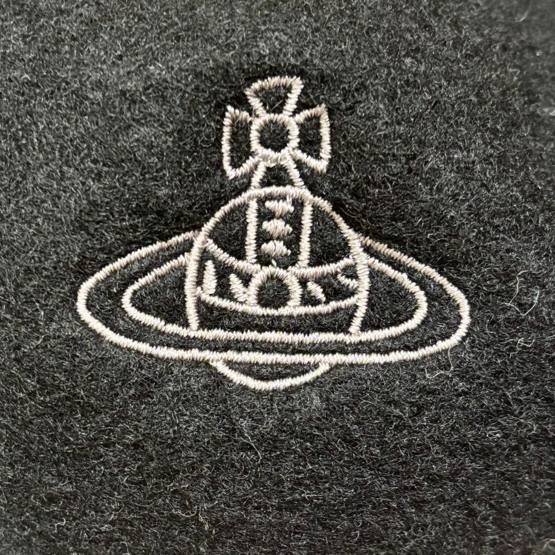 美品 Vivienne westwood オーブ 刺繍 ベレー帽 ブラック