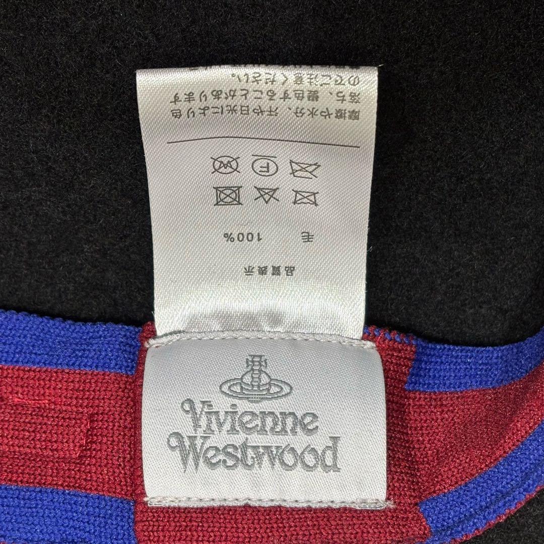 美品 Vivienne westwood オーブ 刺繍 ベレー帽 ブラック
