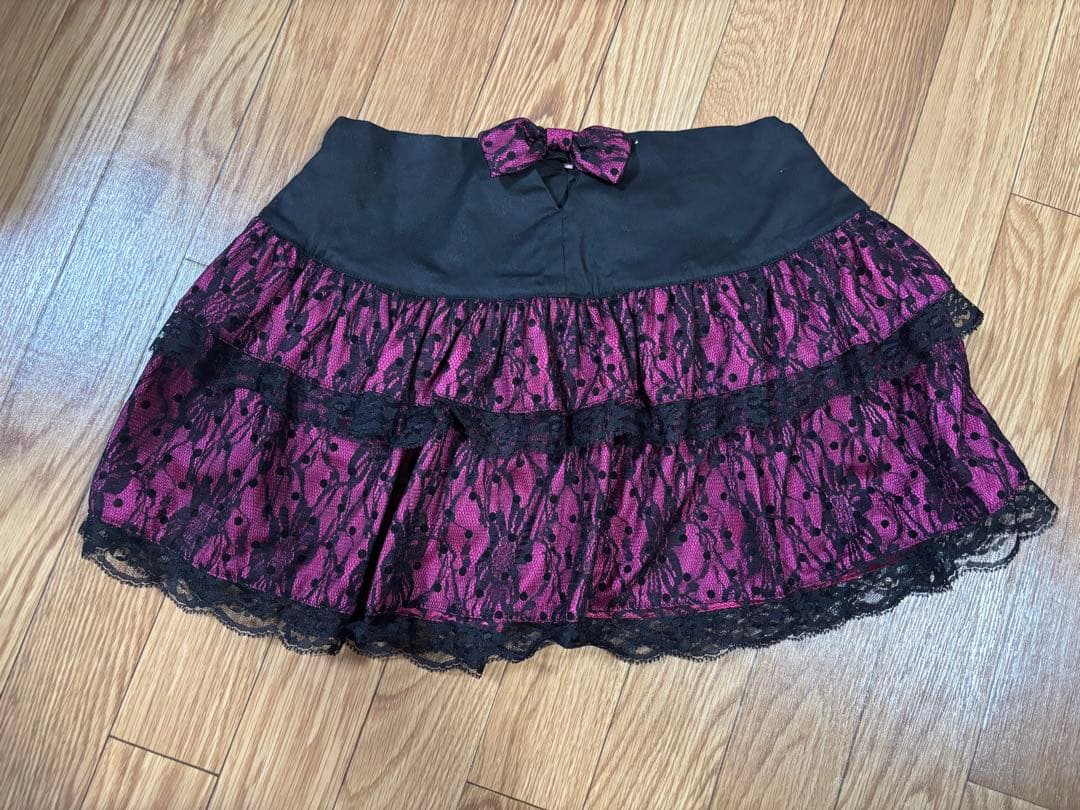 新品未使用 MARS ピンク×ブラックレース ミニスカ スカパン