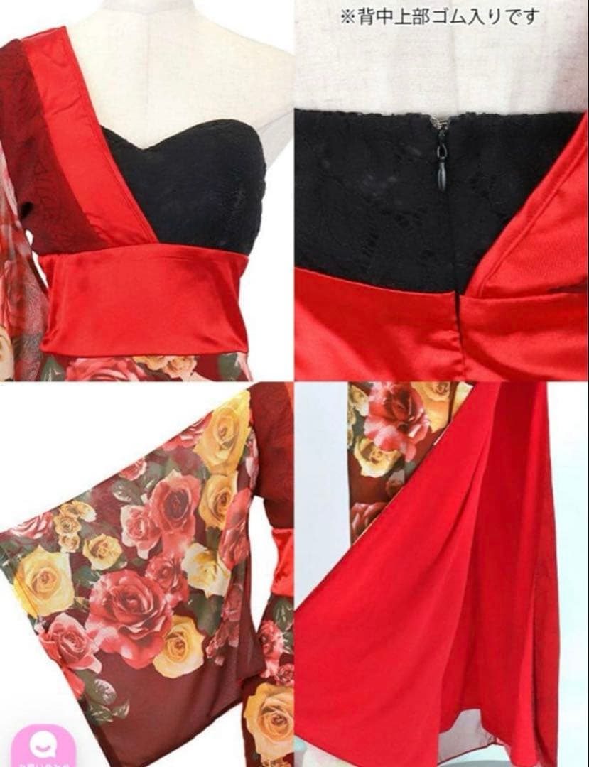 花魁ワンショルダーセクシ 一和装花魁［3点セット］（着物ドレス/帯2種）