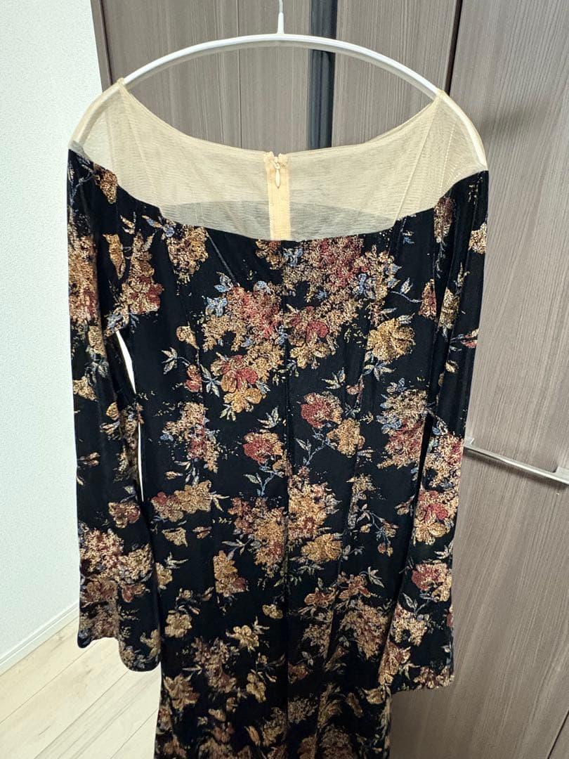 【Aさま専用出品】Ameri FLOWER PRINT VELOUR DRESS