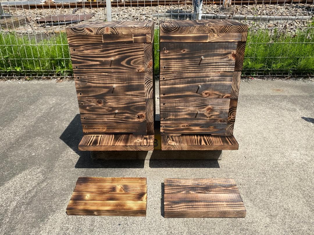 nacura 日本蜜蜂重箱式巣箱３段【ワイヤー着脱式】完成品×２基 送料込