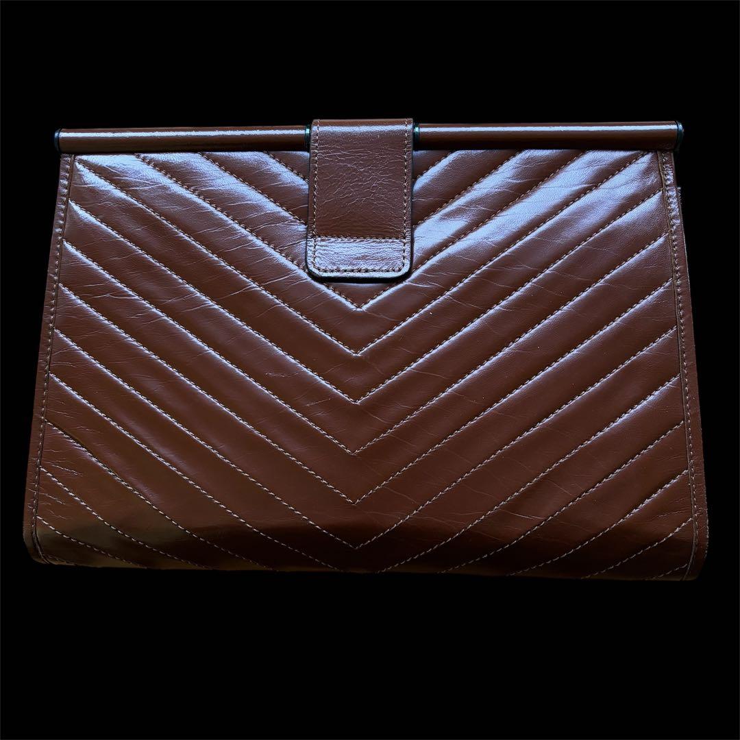 Yves Saint Laurent ブラウン クラッチバッグ