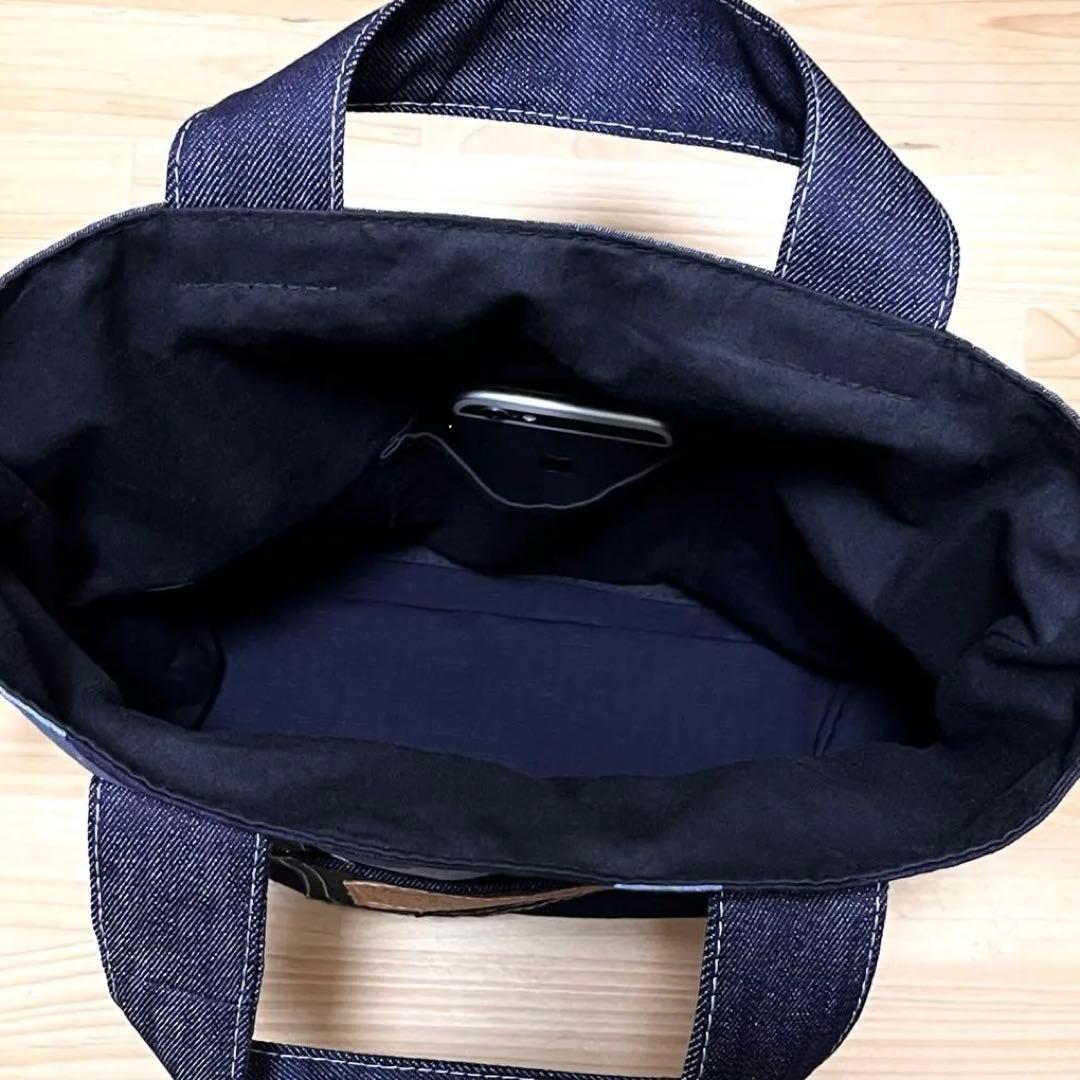 デニムリメイク タータンチェック 巾着 ショルダーバッグ ★2wayハンドメイド