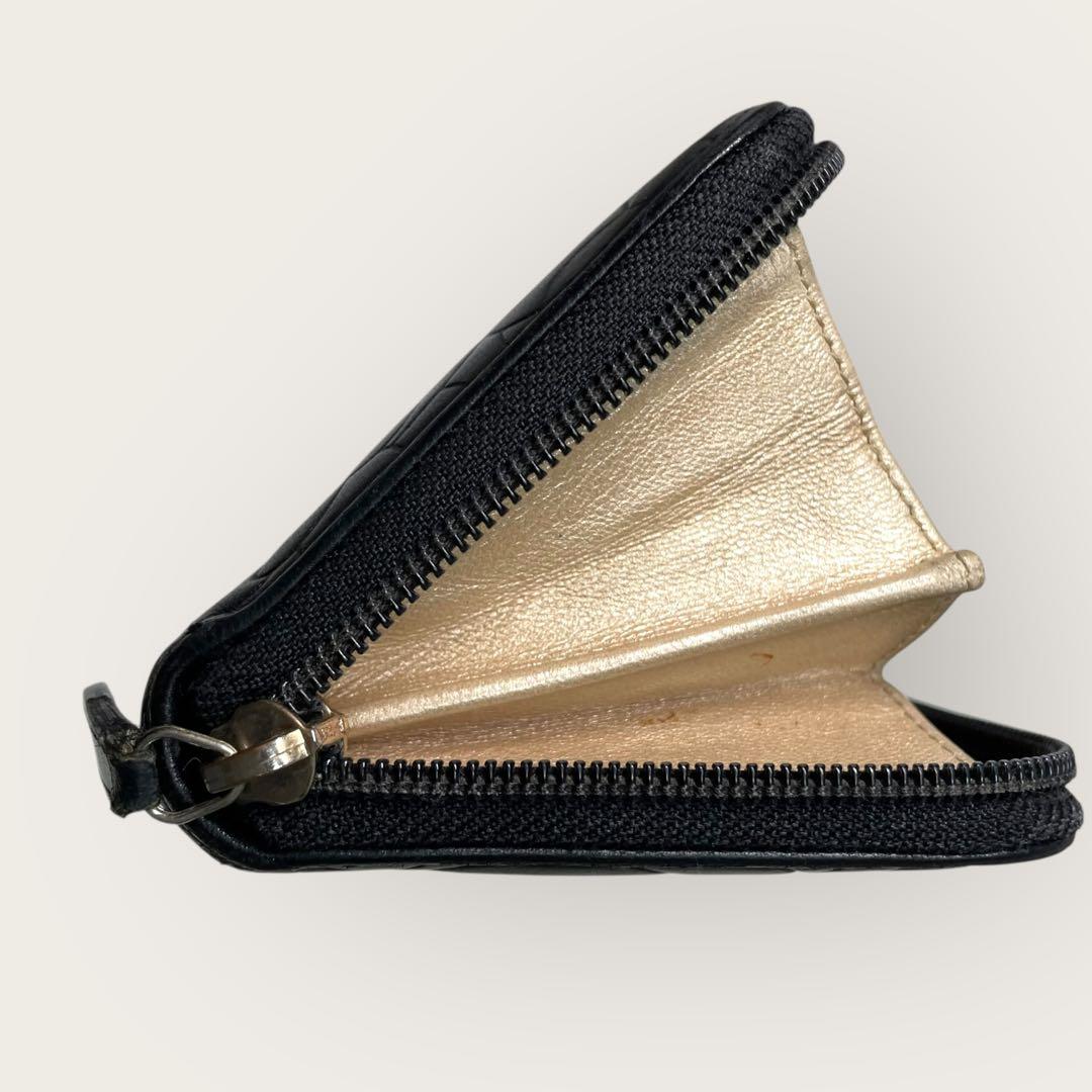 美品✨ CHANEL シャネル カメリア ラウンドジップ 長財布 黒 ゴールド