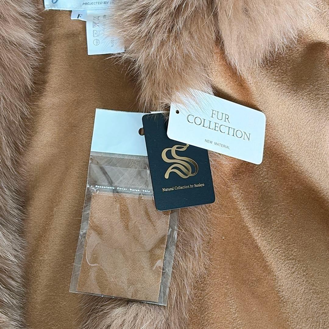 新品タグ付き【JWhite】カシミヤ100% フォックスファー フード付ポンチョ