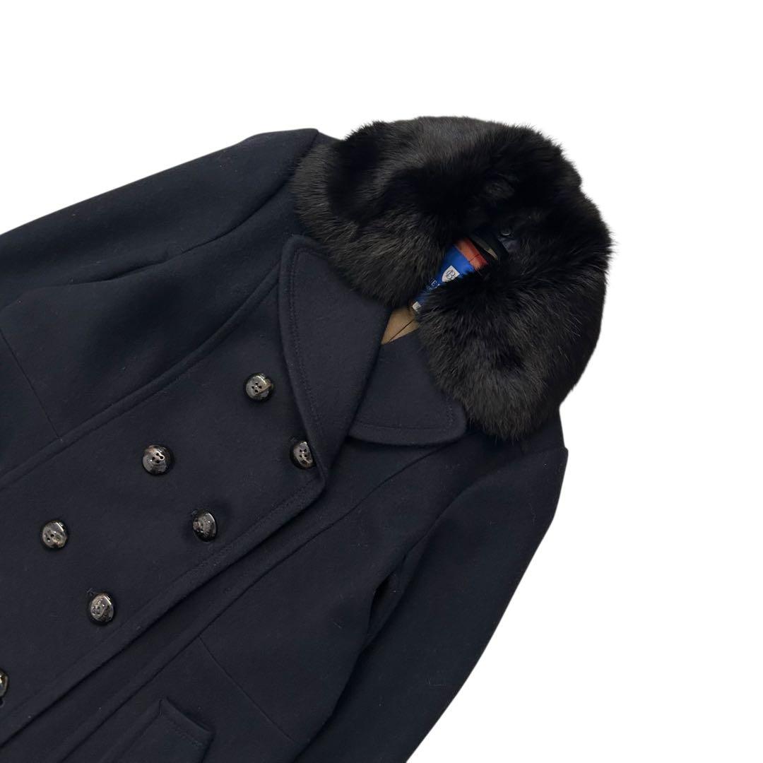 極美品❣️ブルーレーベルクリストブリッジ ファー ウールコート 38 黒 チェック