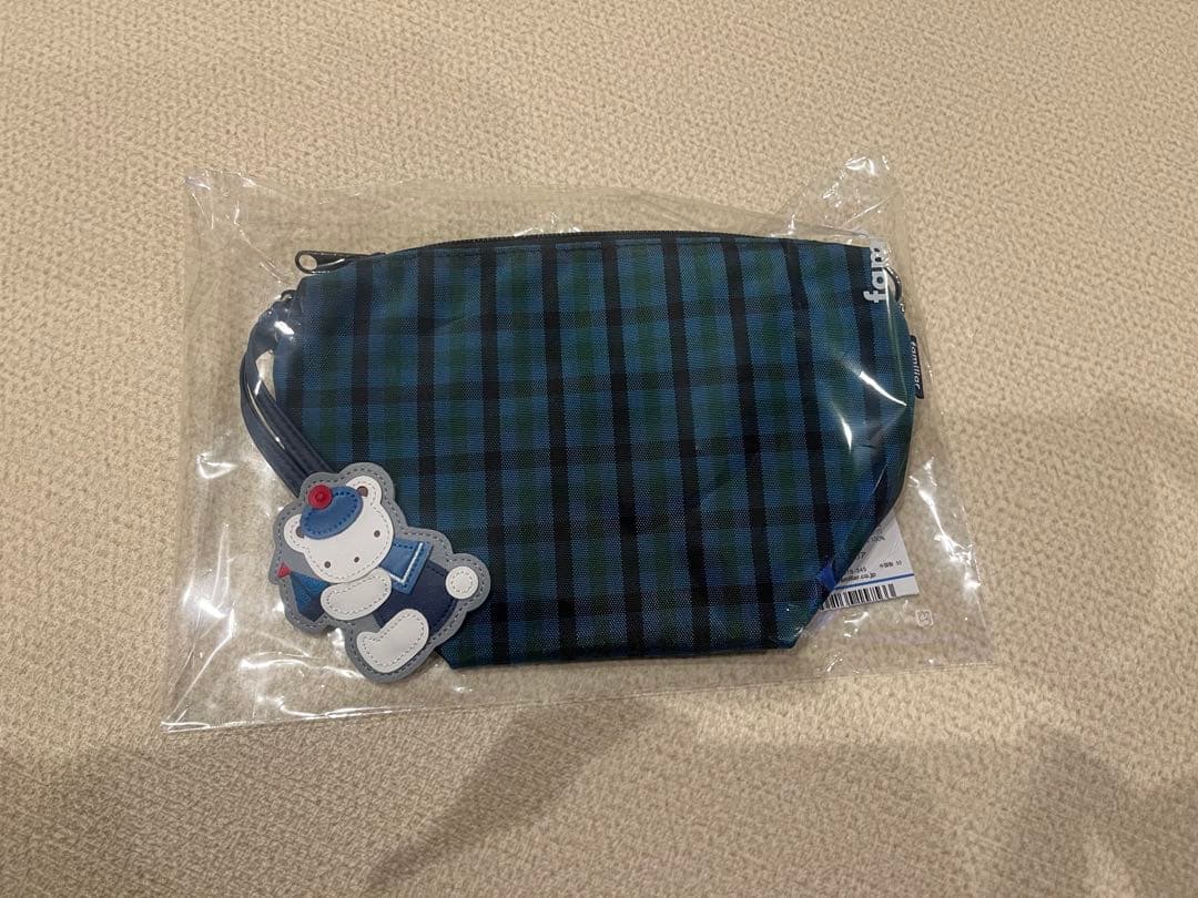 最終値下げ　ファミリア　ポシェット　青チェック　新品