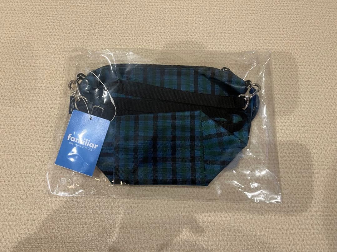 最終値下げ　ファミリア　ポシェット　青チェック　新品