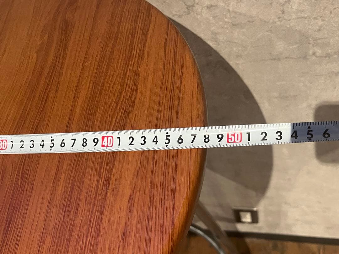 木製円形テーブルとバースタイル椅子2脚セット